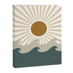 Retro, Sun and Waves, Green and Gold Canvas Print Gallery Image 8