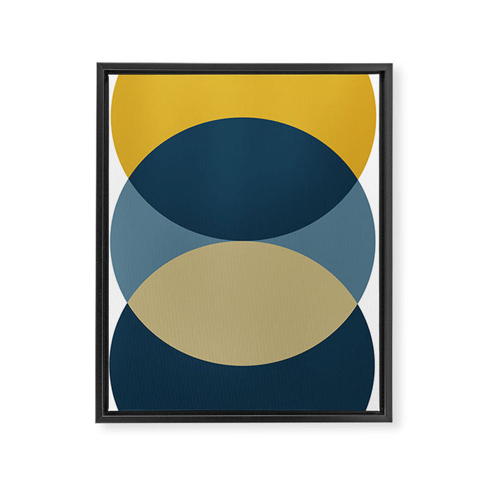 Rise of the Sun - Yellow, Blue, Geometric Art Framed Canvas Print Gallery Image 1