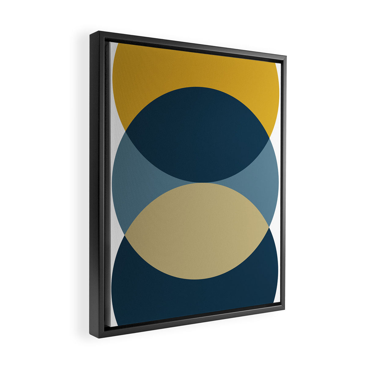 Rise of the Sun - Yellow, Blue, Geometric Art Framed Canvas Print Gallery Image 2
