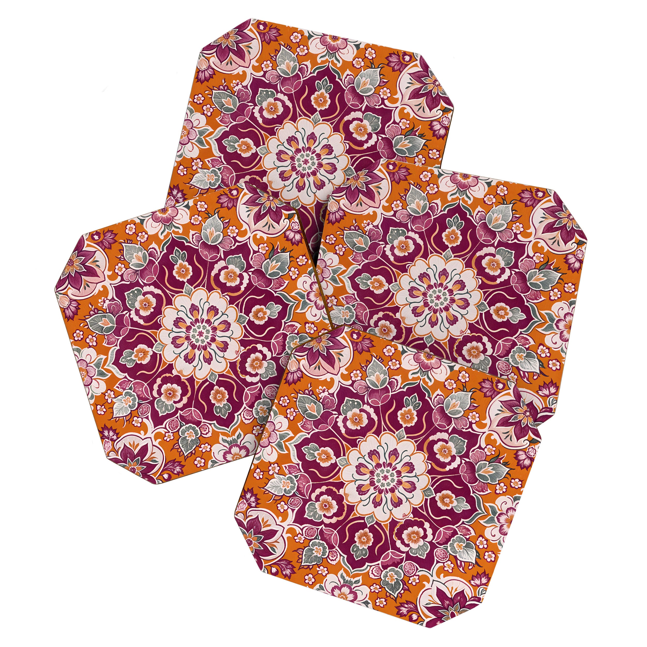 Ruby and Spice Floral Mandala Coaster Gallery Image 1