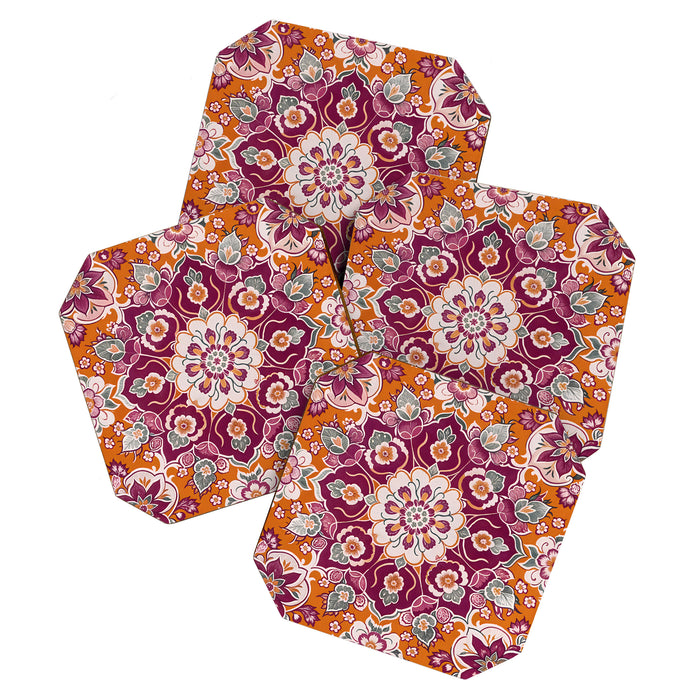 Ruby and Spice Floral Mandala Coaster Gallery Image 1