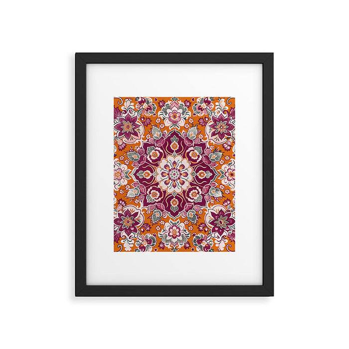 Ruby and Spice Floral Mandala Framed Art Print Gallery Image 1