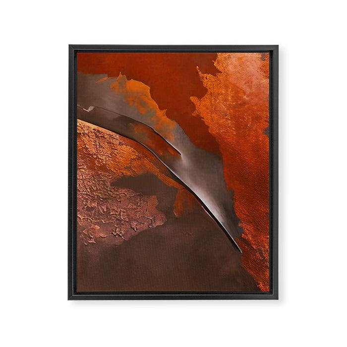 Rust and Metal Japandi Art Framed Canvas Print Gallery Image 1