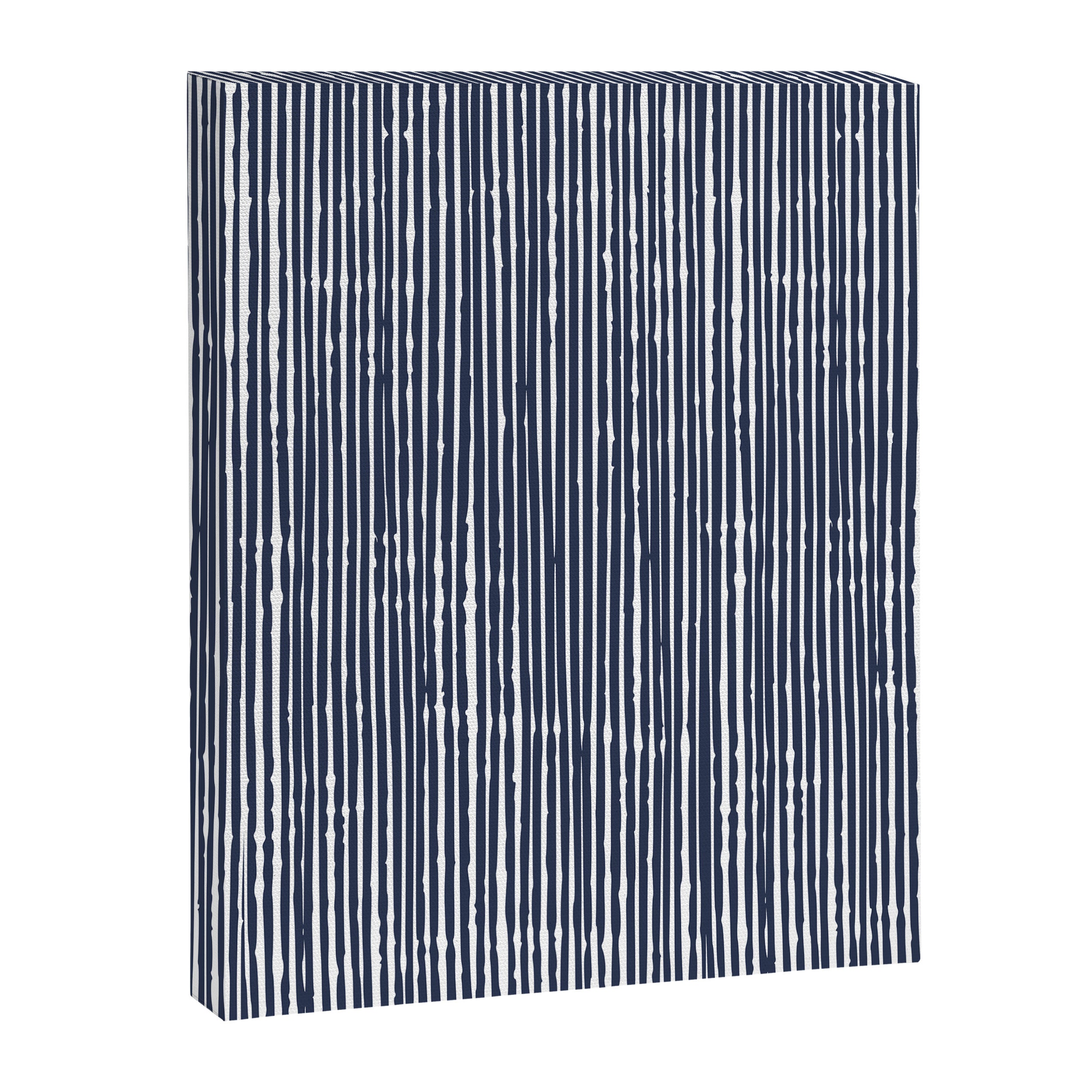 Rustic Abstract Stripes, Navy Blue and White Canvas Print Gallery Image 8