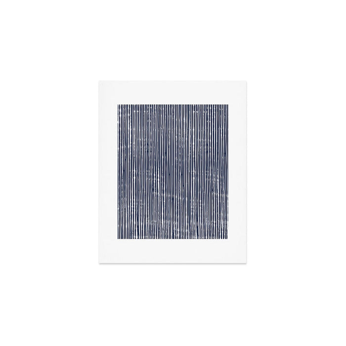 Rustic Abstract Stripes, Navy Blue and White Art Print Gallery Image 1