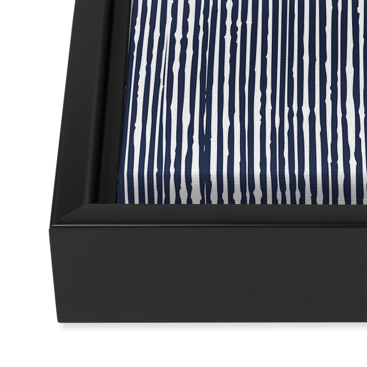 Rustic Abstract Stripes, Navy Blue and White Framed Canvas Print Gallery Image 3