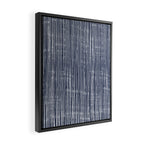 Rustic Abstract Stripes, Navy Blue and White Framed Canvas Print Gallery Image 2