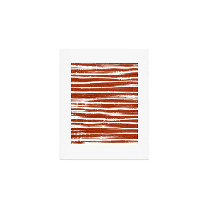 Rustic, Abstract Stripes Pattern in Terracotta Art Print Gallery Image 1