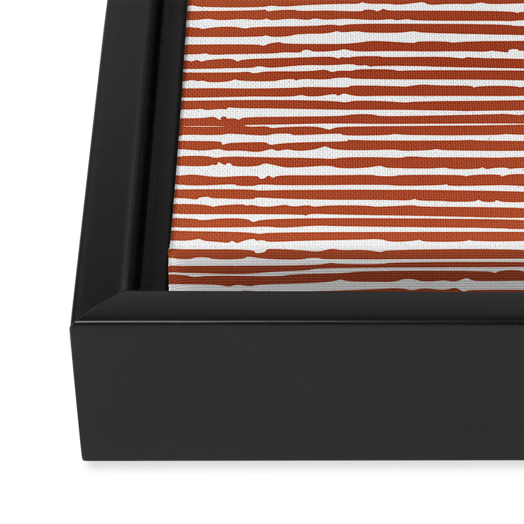 Rustic, Abstract Stripes Pattern in Terracotta Framed Canvas Print Gallery Image 3