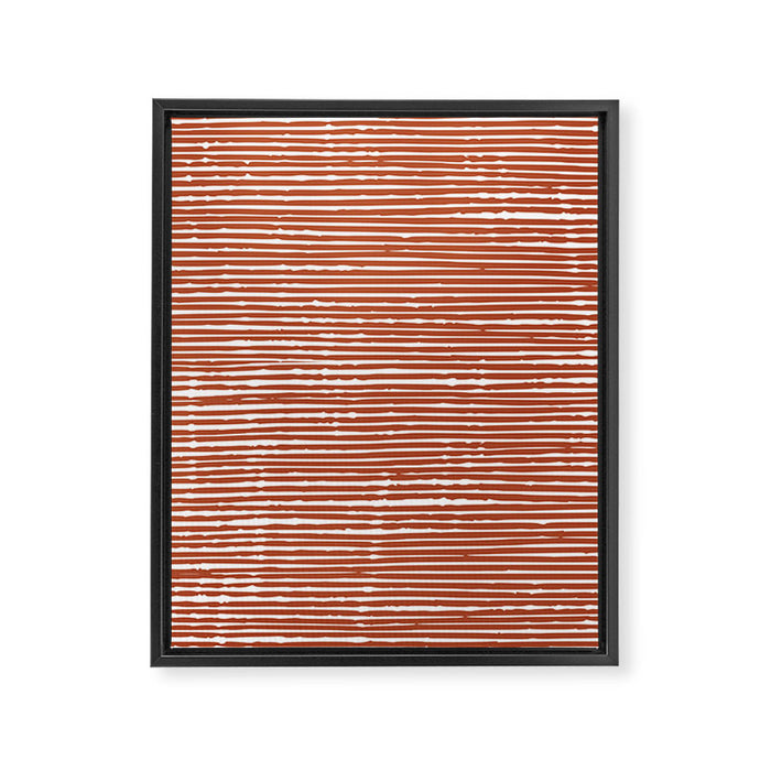Rustic, Abstract Stripes Pattern in Terracotta Framed Canvas Print Gallery Image 1
