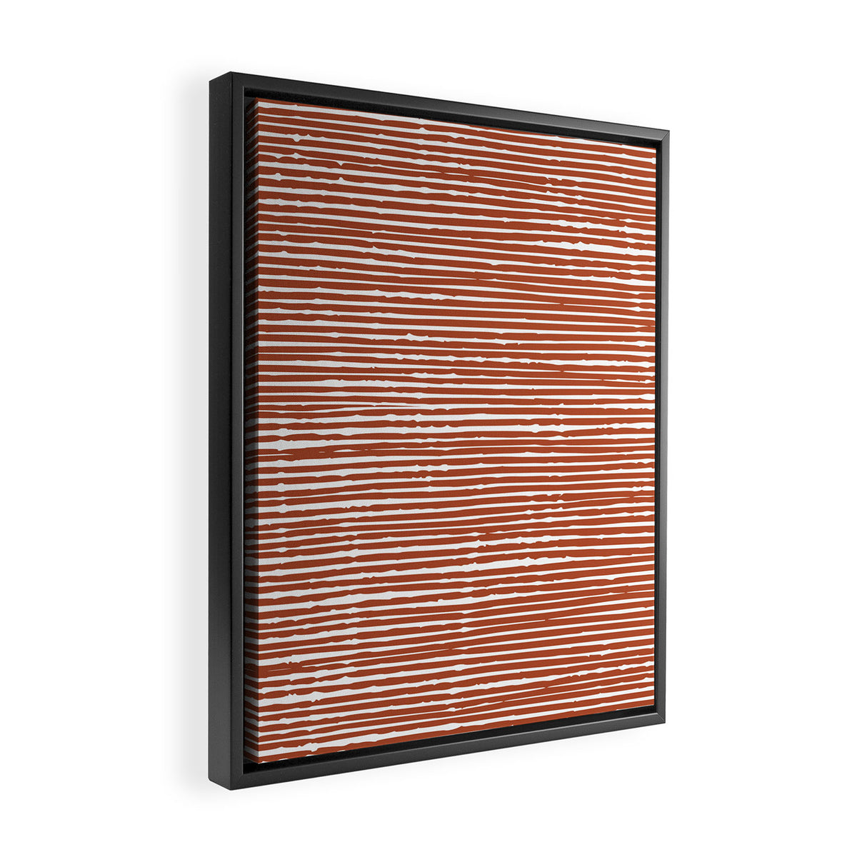Rustic, Abstract Stripes Pattern in Terracotta Framed Canvas Print Gallery Image 2