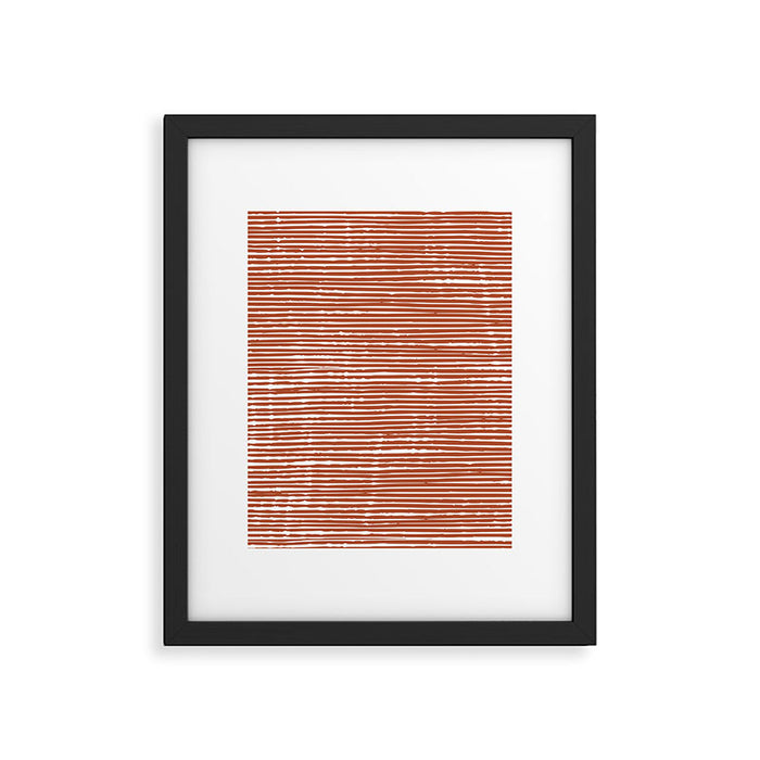 Rustic, Abstract Stripes Pattern in Terracotta Framed Art Print Gallery Image 1