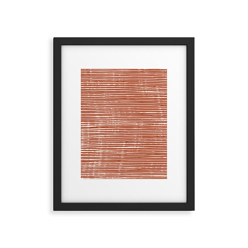 Rustic, Abstract Stripes Pattern in Terracotta Framed Art Print Gallery Image 6