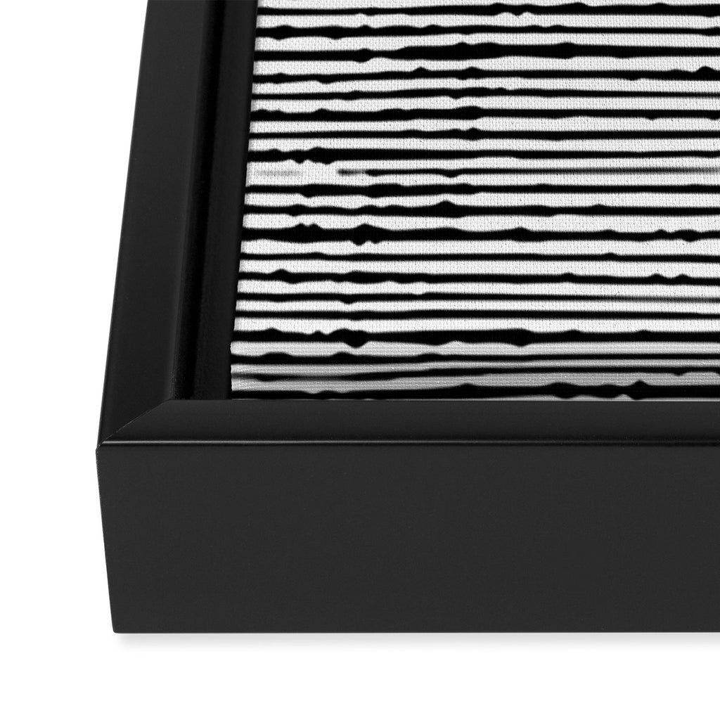 Rustic, Abstract Stripes Pattern, Black and White Framed Canvas Print Gallery Image 3