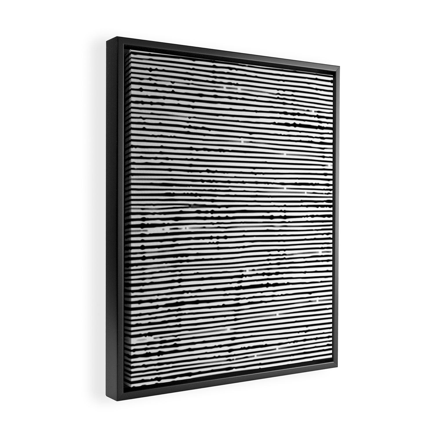 Rustic, Abstract Stripes Pattern, Black and White Framed Canvas Print Gallery Image 2