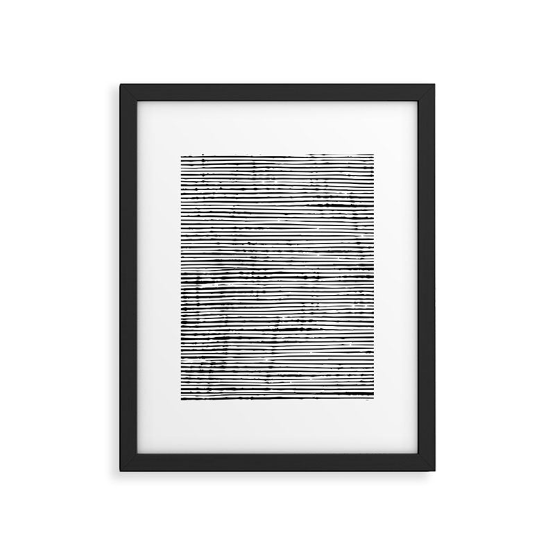 Rustic, Abstract Stripes Pattern, Black and White Framed Art Print Gallery Image 6