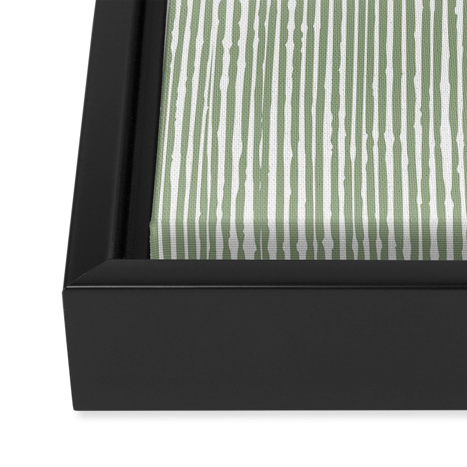 Rustic Abstract Stripes, Sage Green and White Framed Canvas Print Gallery Image 3