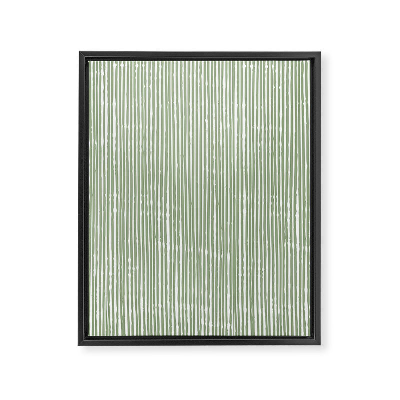 Rustic Abstract Stripes, Sage Green and White Framed Canvas Print Gallery Image 8