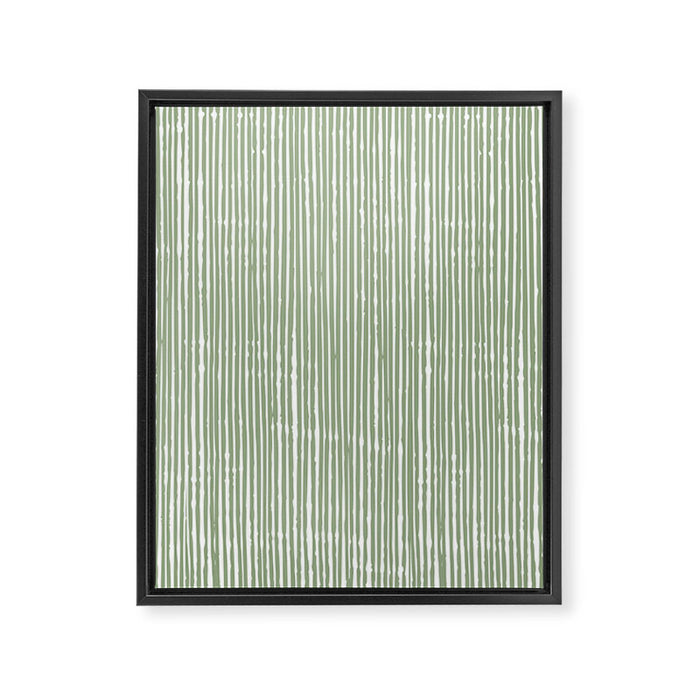 Rustic Abstract Stripes, Sage Green and White Framed Canvas Print Gallery Image 1