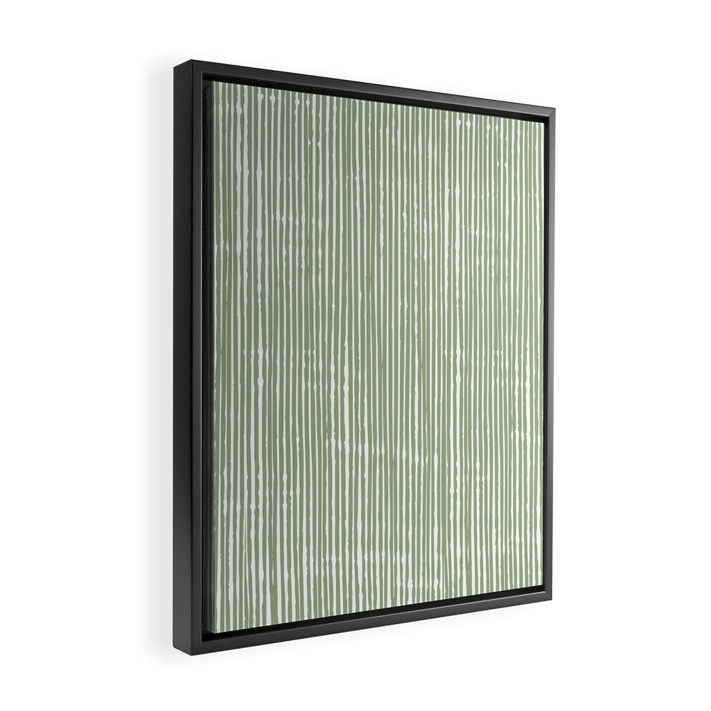 Rustic Abstract Stripes, Sage Green and White Framed Canvas Print Gallery Image 2
