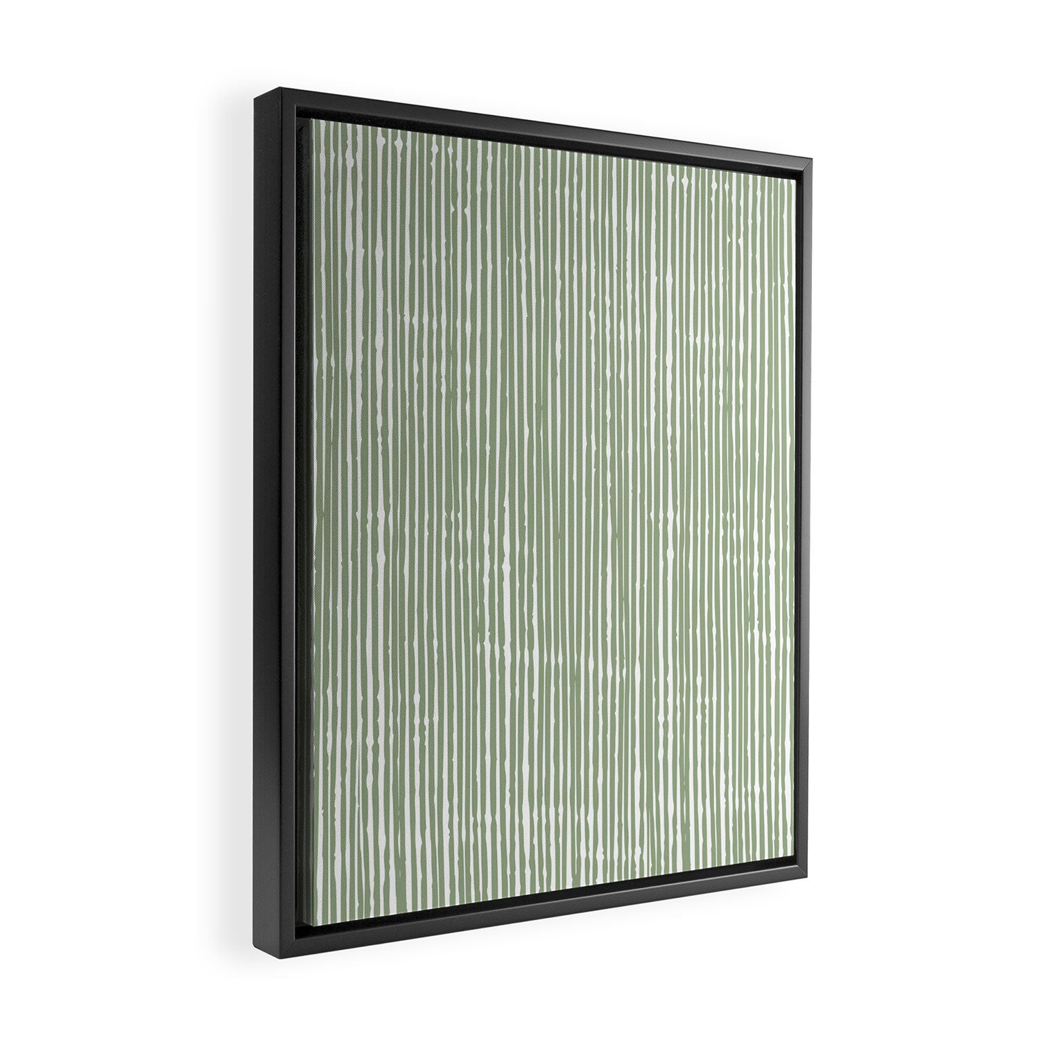 Rustic Abstract Stripes, Sage Green and White Framed Canvas Print Gallery Image 2