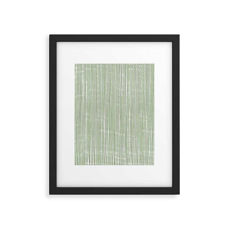 Rustic Abstract Stripes, Sage Green and White Framed Art Print Gallery Image 6