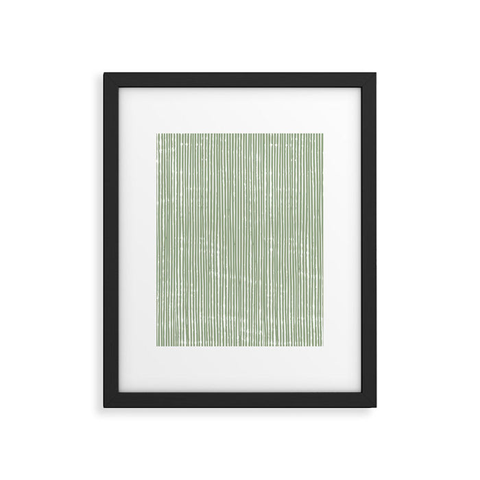 Rustic Abstract Stripes, Sage Green and White Framed Art Print Gallery Image 1