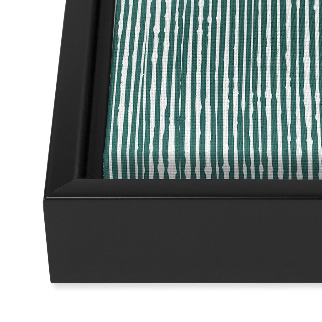 Rustic Abstract Stripes, Teal and White Framed Canvas Print Gallery Image 3
