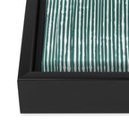 Rustic Abstract Stripes, Teal and White Framed Canvas Print Gallery Image 3