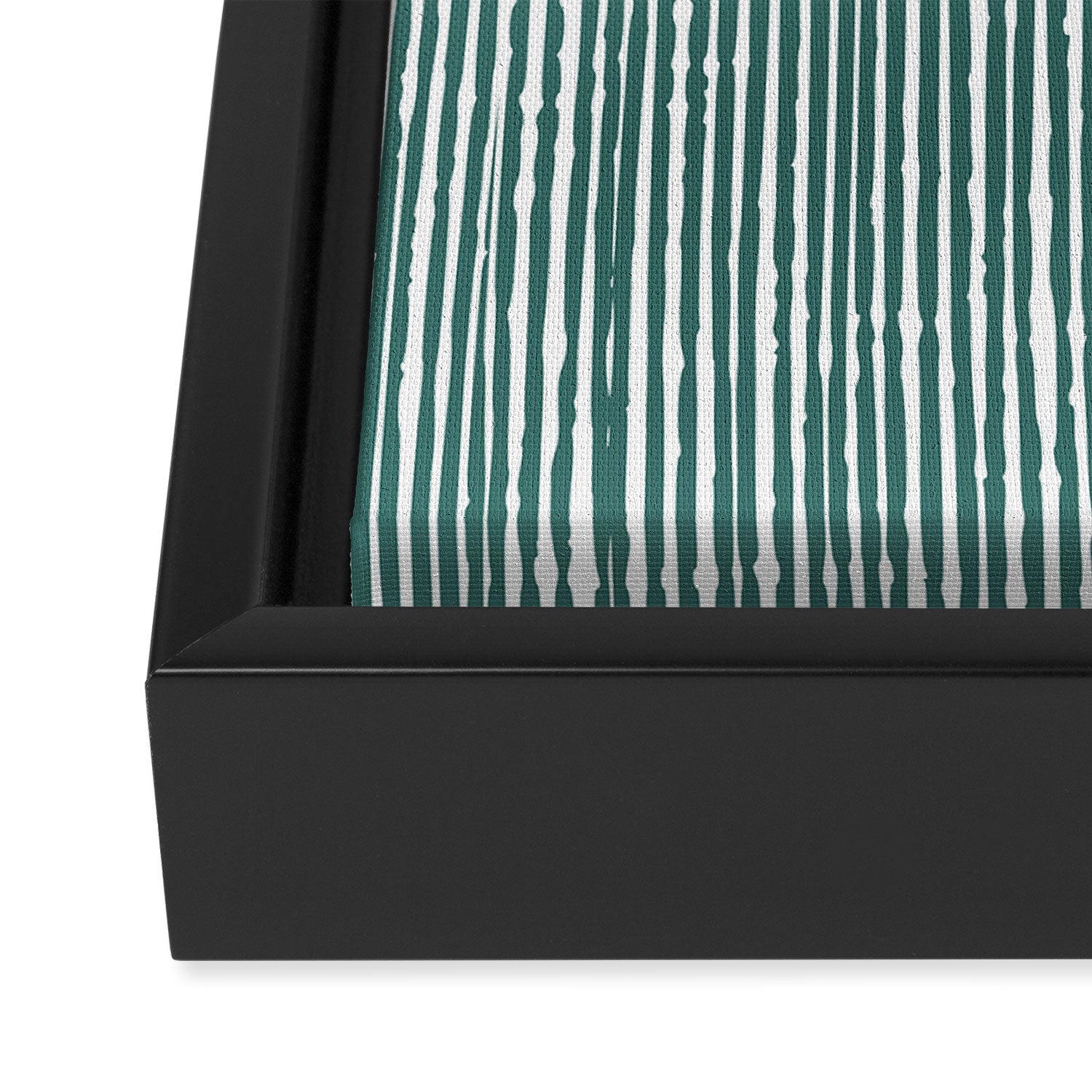 Rustic Abstract Stripes, Teal and White Framed Canvas Print Gallery Image 3