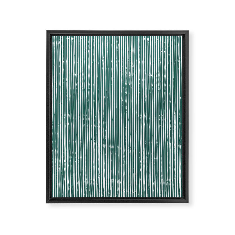 Rustic Abstract Stripes, Teal and White Framed Canvas Print Gallery Image 8