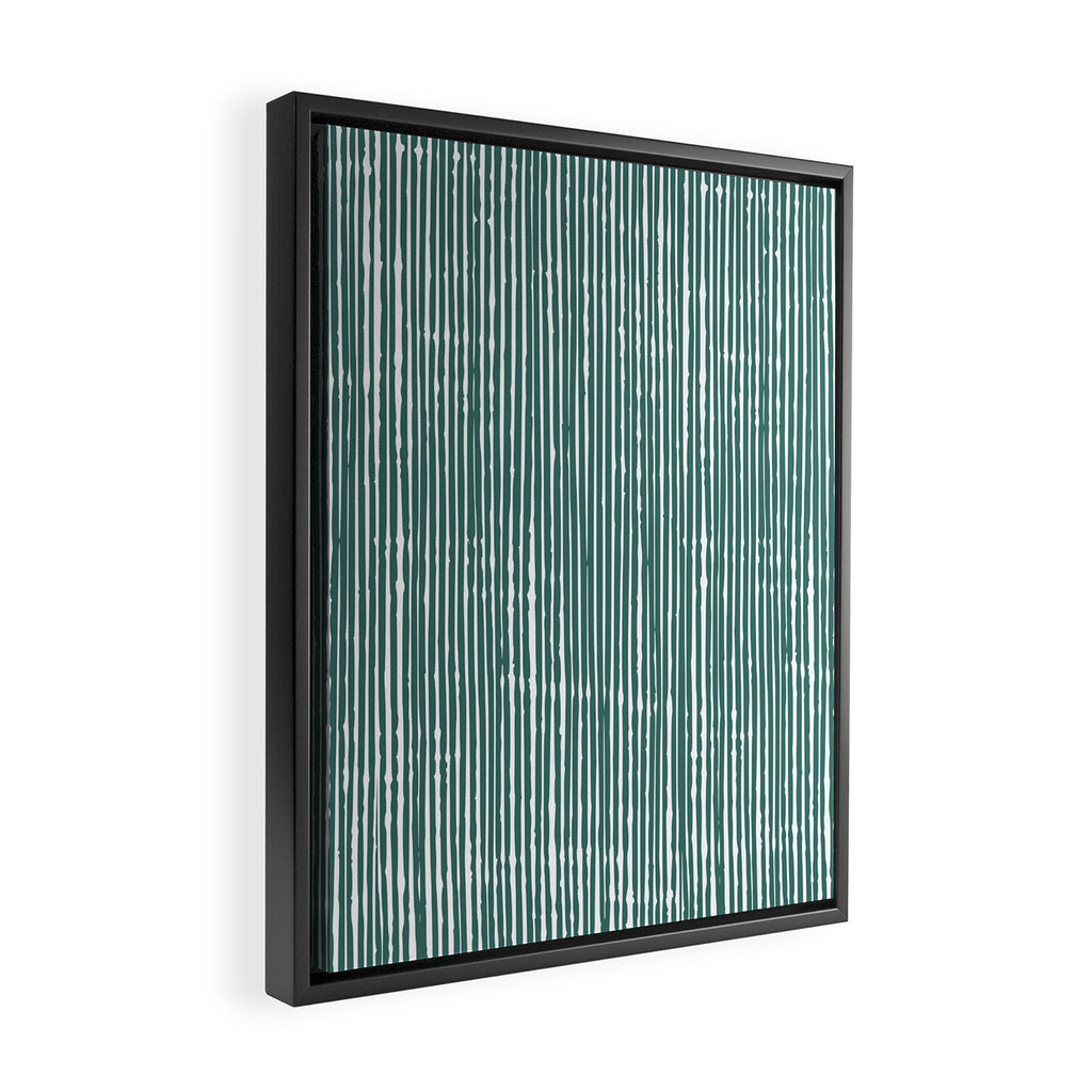 Rustic Abstract Stripes, Teal and White Framed Canvas Print Gallery Image 2