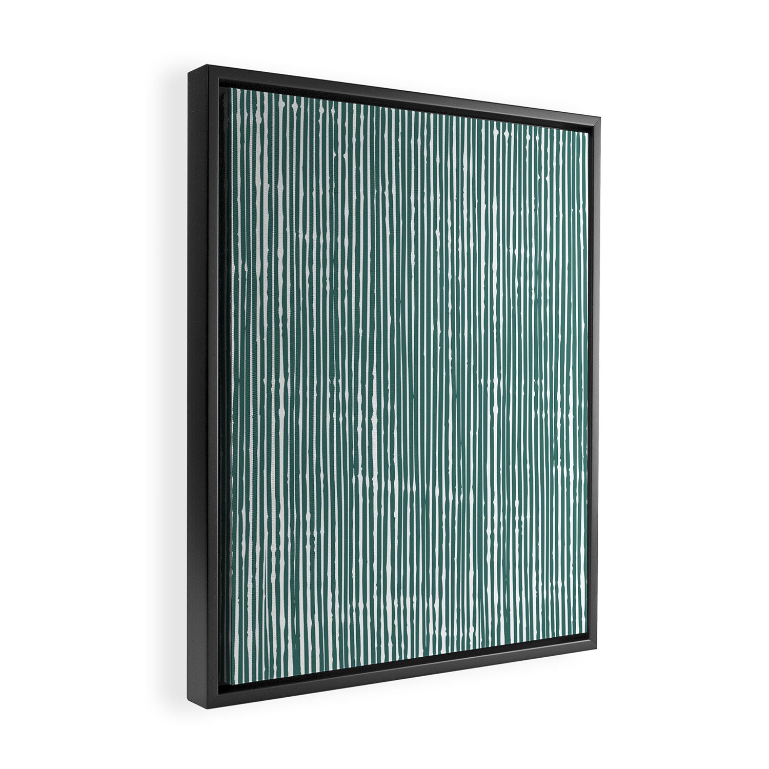 Rustic Abstract Stripes, Teal and White Framed Canvas Print Gallery Image 2