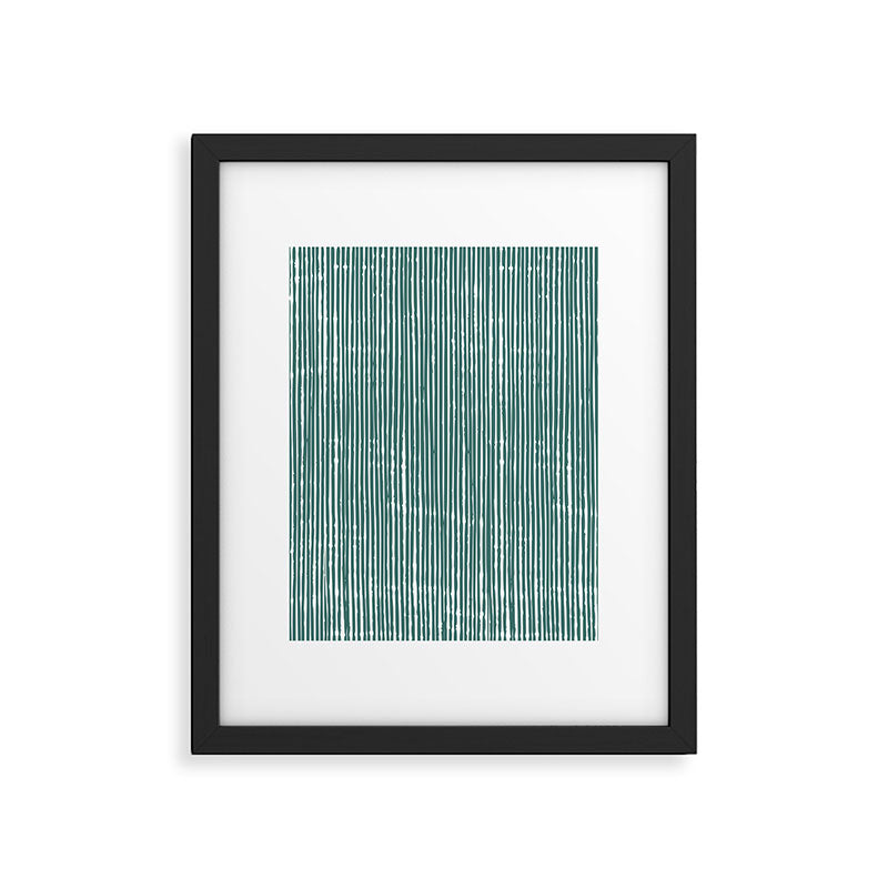 Rustic Abstract Stripes, Teal and White Framed Art Print Gallery Image 6