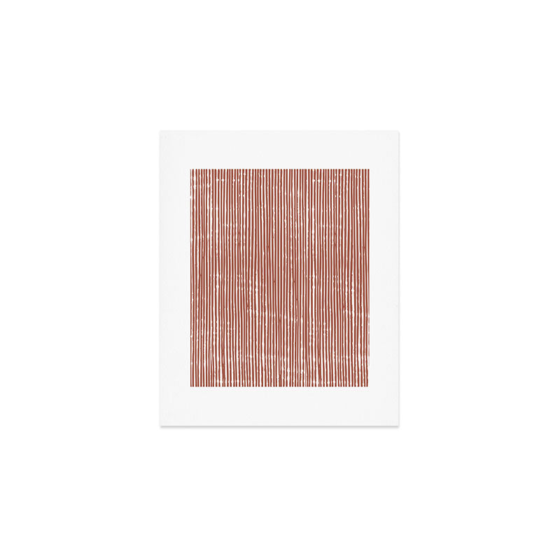 Rustic Abstract Stripes, Terracotta and White Art Print Gallery Image 1