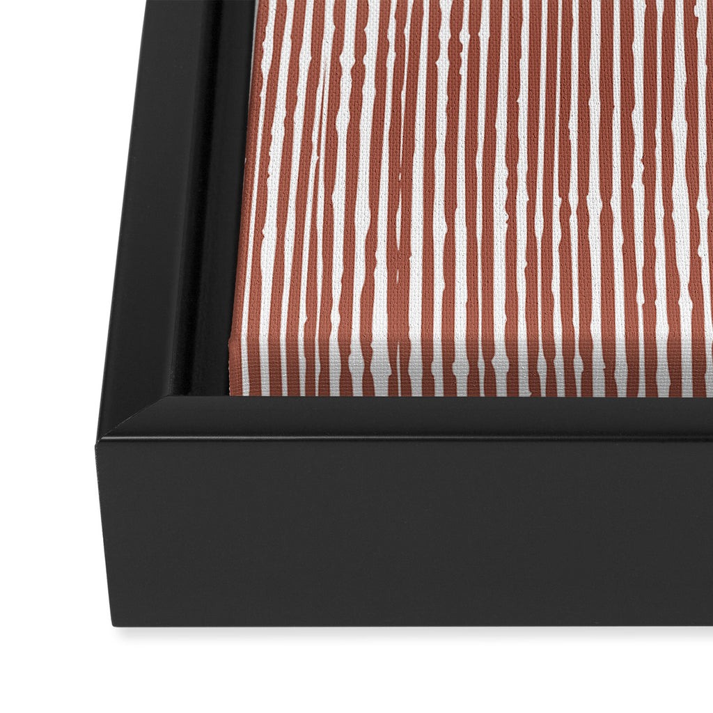 Rustic Abstract Stripes, Terracotta and White Framed Canvas Print Gallery Image 3