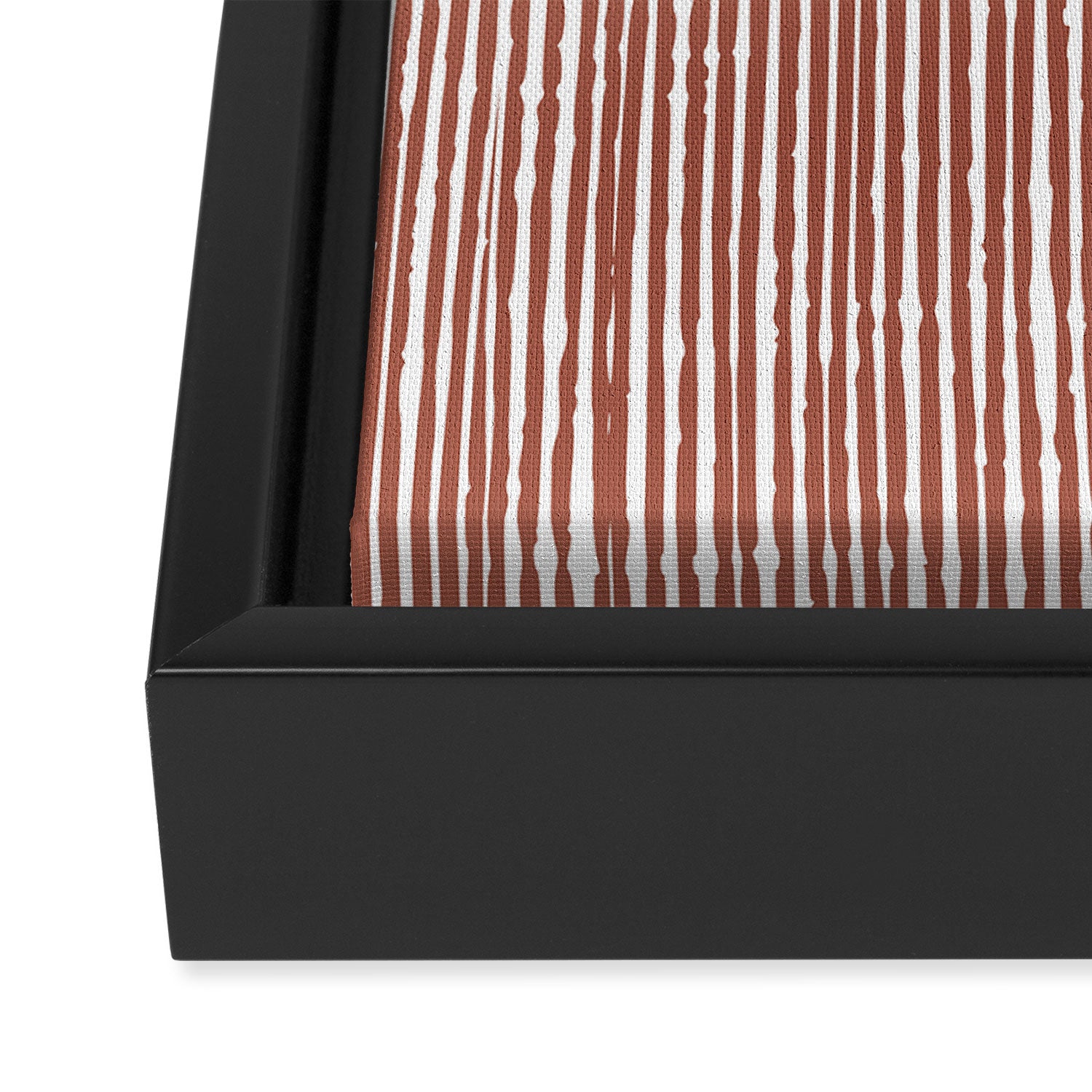 Rustic Abstract Stripes, Terracotta and White Framed Canvas Print Gallery Image 3