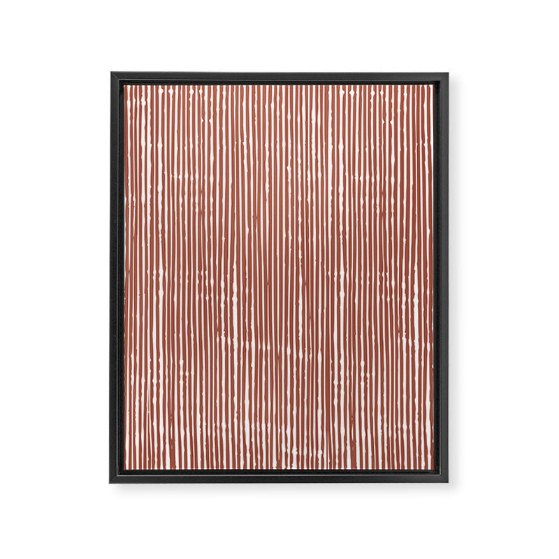 Rustic Abstract Stripes, Terracotta and White Framed Canvas Print Gallery Image 8