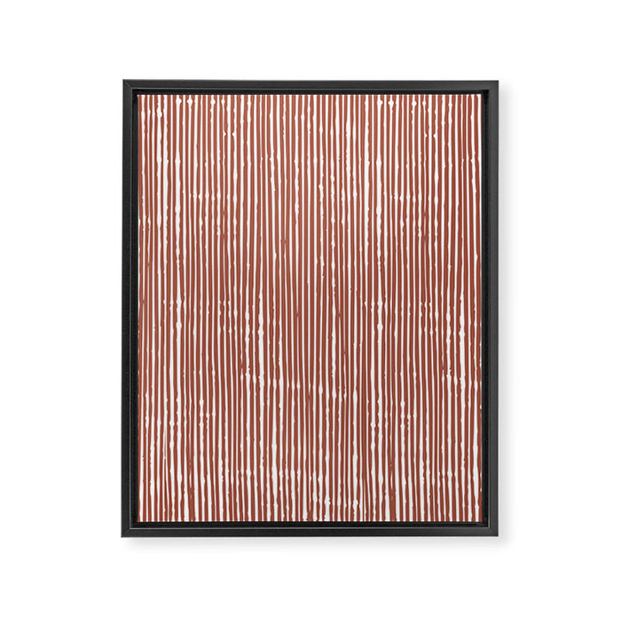 Rustic Abstract Stripes, Terracotta and White Framed Canvas Print Gallery Image 1