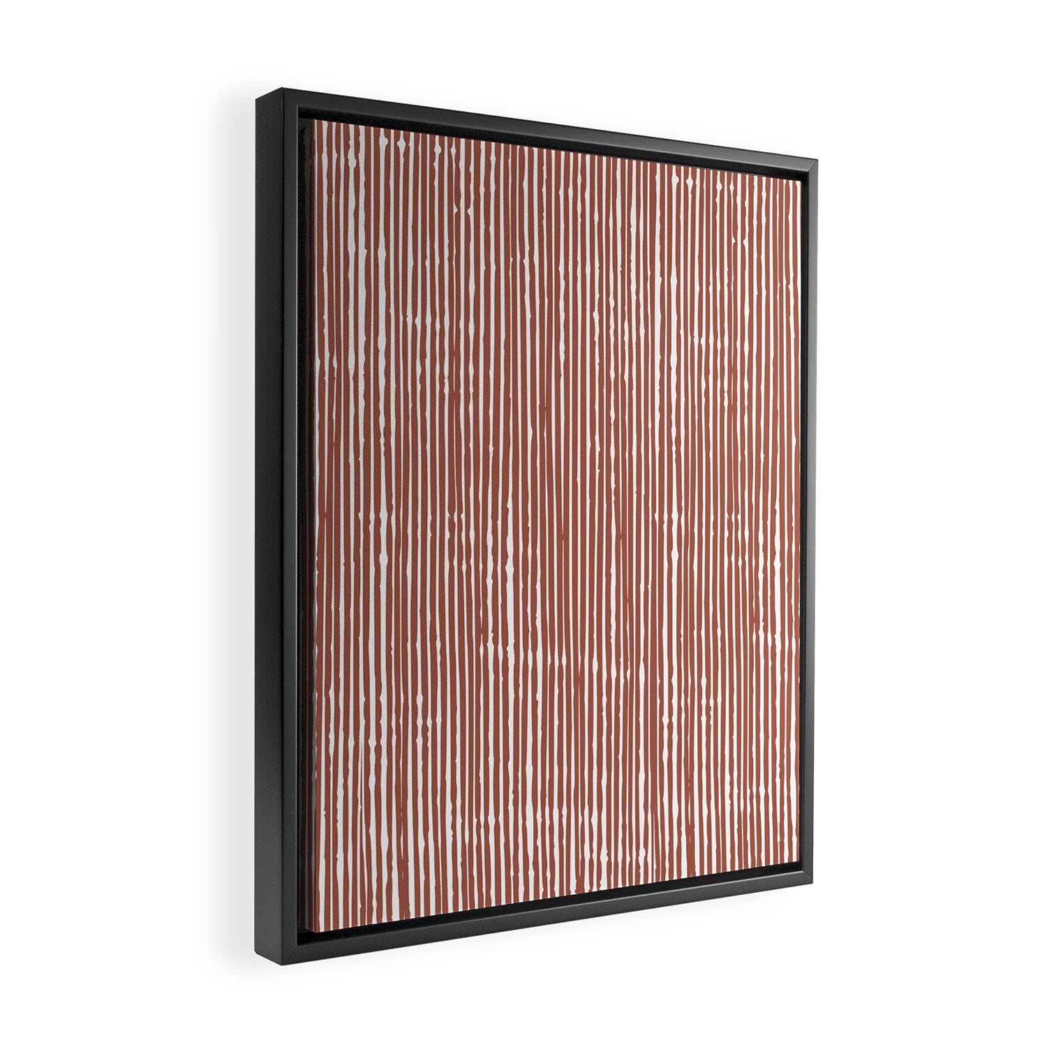 Rustic Abstract Stripes, Terracotta and White Framed Canvas Print Gallery Image 2