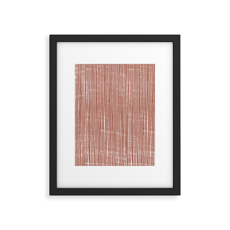 Rustic Abstract Stripes, Terracotta and White Framed Art Print Gallery Image 6