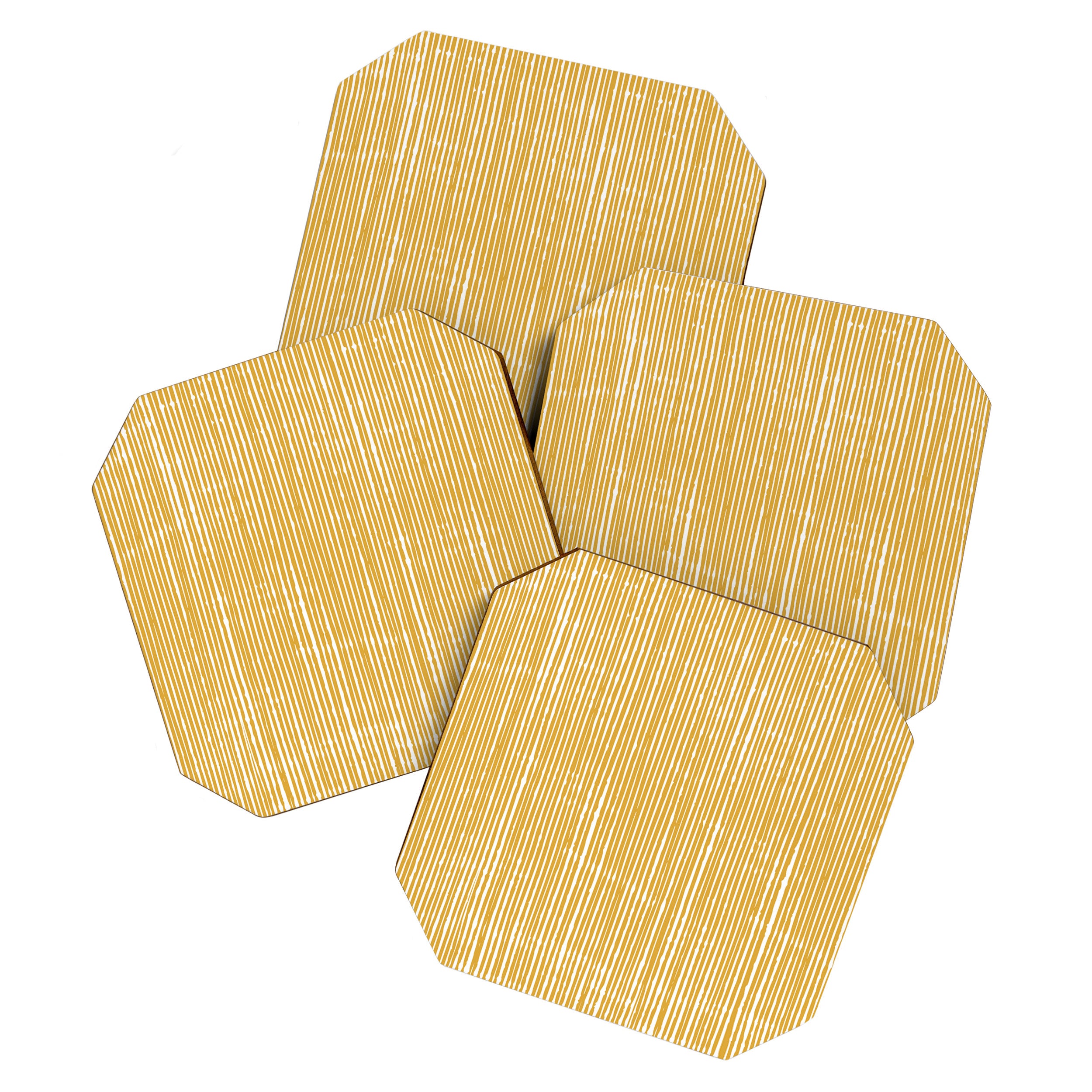 Rustic Abstract Stripes, Yellow and White Coaster Gallery Image 1