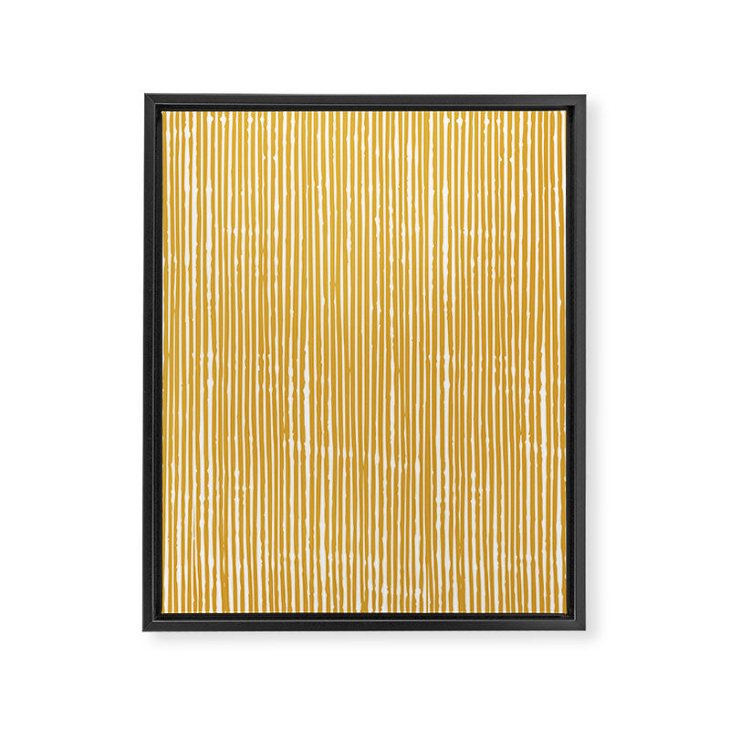 Rustic Abstract Stripes, Yellow and White Framed Canvas Print Gallery Image 8