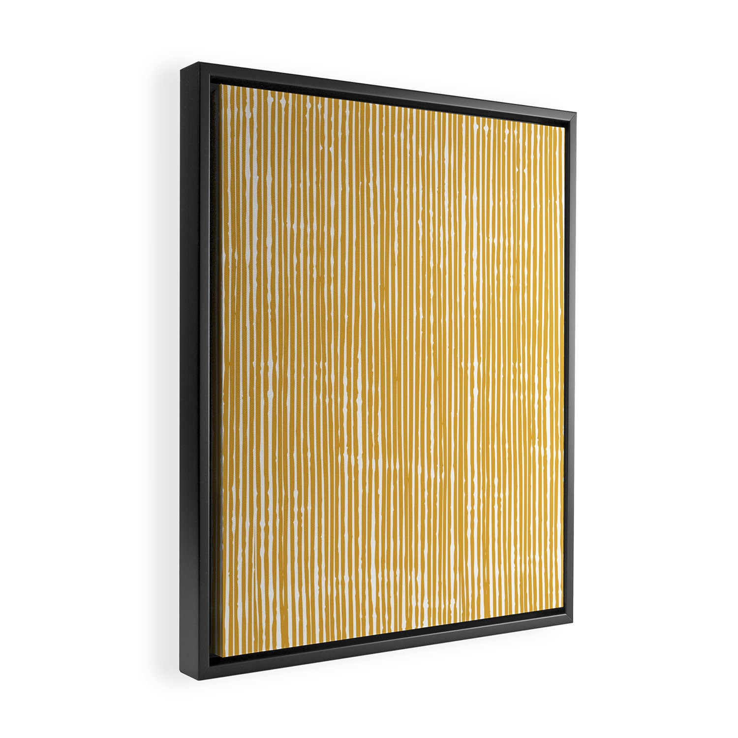 Rustic Abstract Stripes, Yellow and White Framed Canvas Print Gallery Image 2