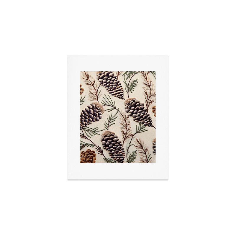 Rustic Christmas Pinecones Art Print Gallery Image 1