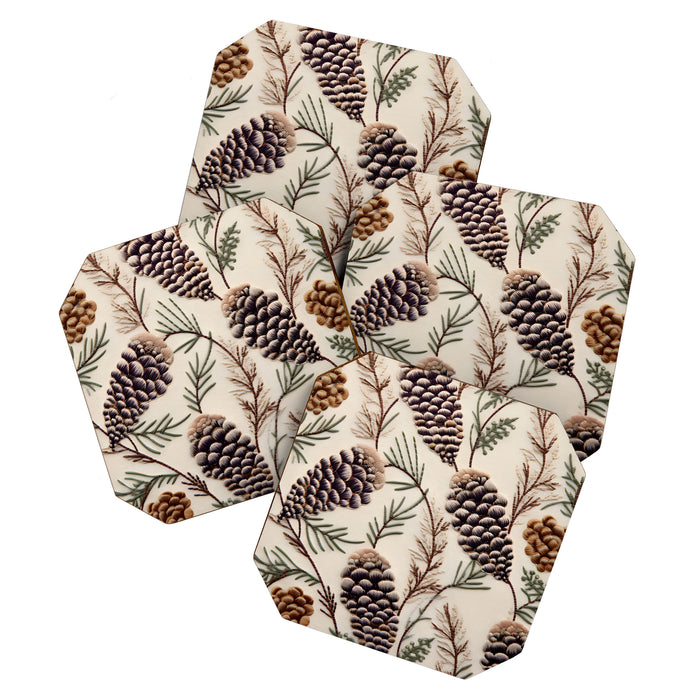 Rustic Christmas Pinecones Coaster Gallery Image 1