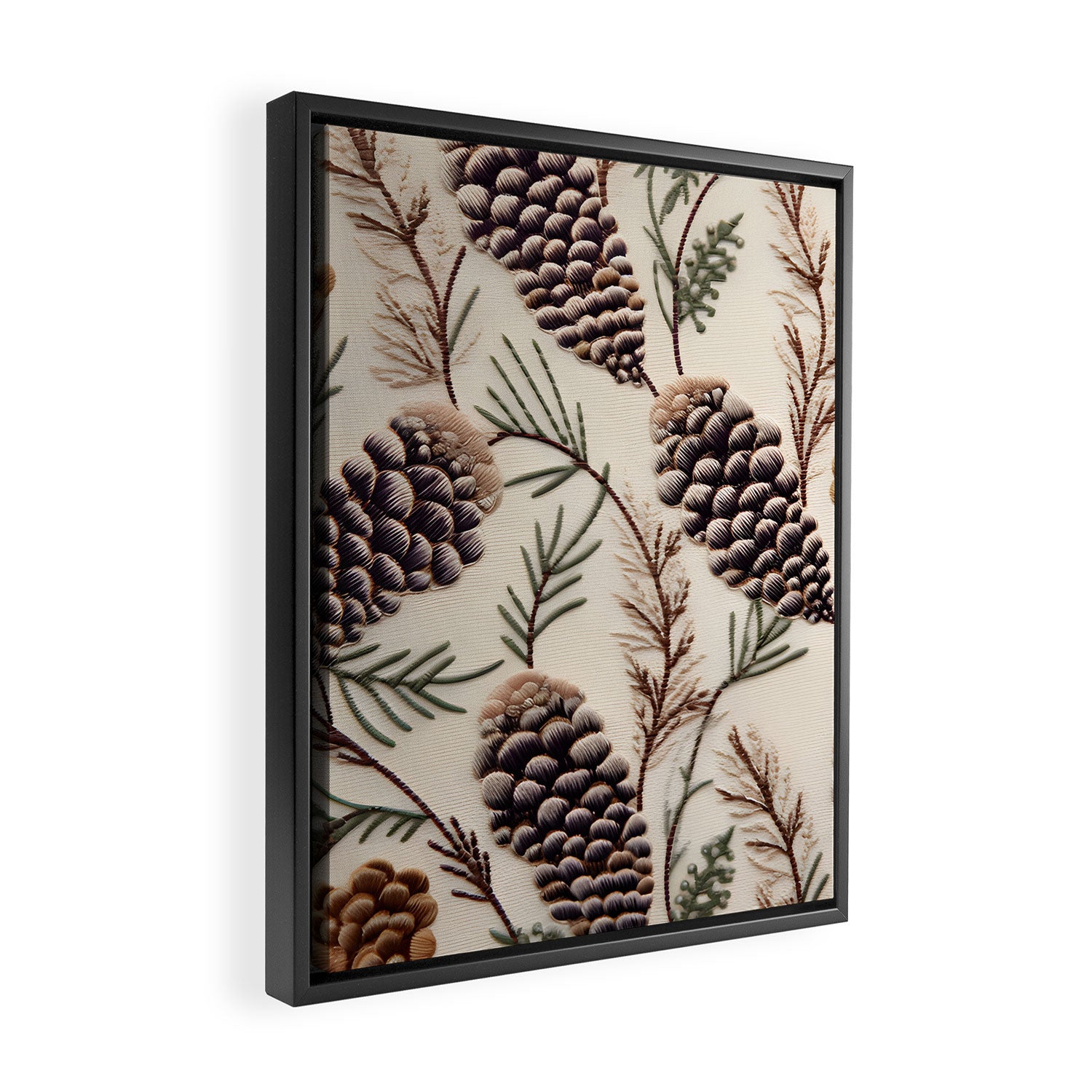Rustic Christmas Pinecones Framed Canvas Print Gallery Image 2