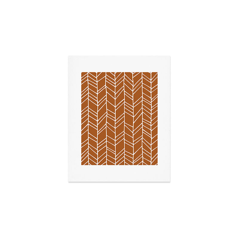Rustic Herringbone in Clay Terracotta Art Print Gallery Image 1