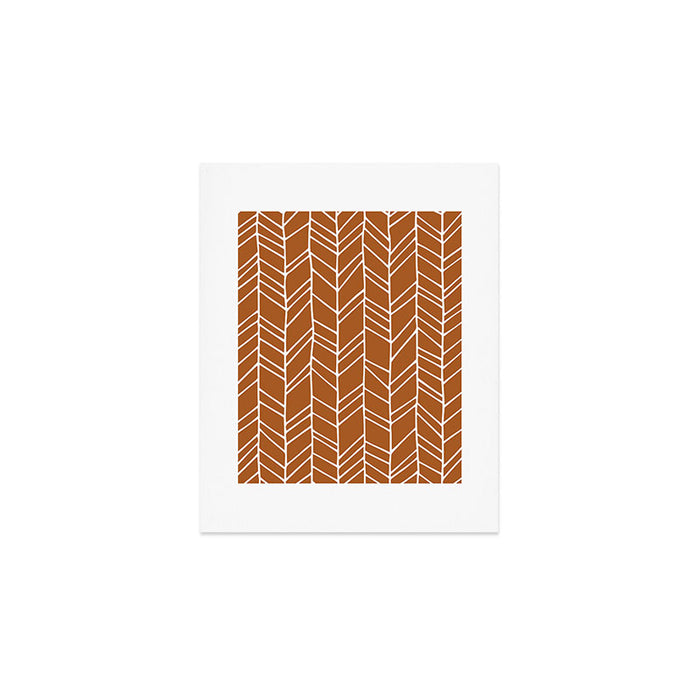 Rustic Herringbone in Clay Terracotta Art Print Gallery Image 1