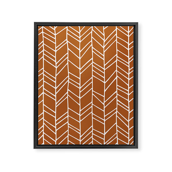 Rustic Herringbone in Clay Terracotta Framed Canvas Print Gallery Image 1